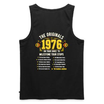 50. Geburtstag 1976 World Tour – Rock Legende - Männer Premium Bio Tank Top - Schwarz - Hinten - AI Model Male 178 light (178cm)