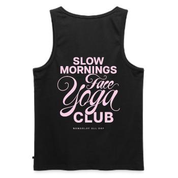 Club de yoga Visage des matins lents - Débardeur bio Premium Homme - noir - Dos - AI Model Male 178 light (178cm)