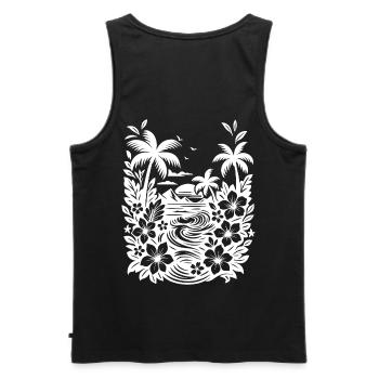 Beach weiss - Männer Premium Bio Tank Top - Schwarz - Hinten - AI Model Male 178 light (178cm)