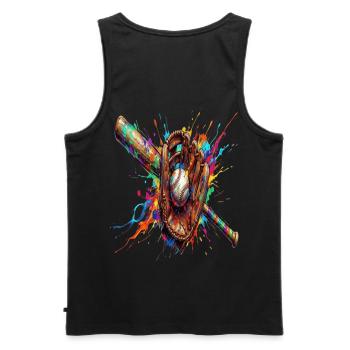 Ball- und Schlägerhandschuh mehrfarbig - Männer Premium Bio Tank Top - Schwarz - Hinten - AI Model Male 178 light (178cm)