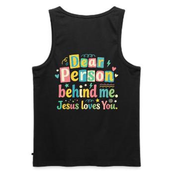 Jesus loves you positive message - Men's Premium Organic Tank Top - black - Back - AI Model Male 178 light (178cm)