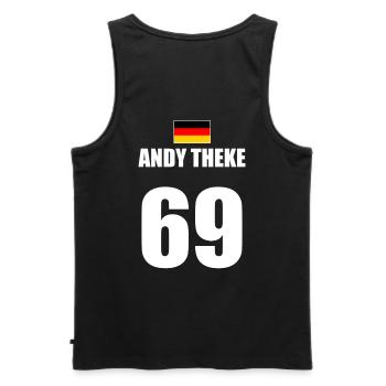 Malle 2026 Andy Counter Funny Malle Leotard Design - Men's Premium Organic Tank Top - black - Back - AI Model Male 178 light (178cm)