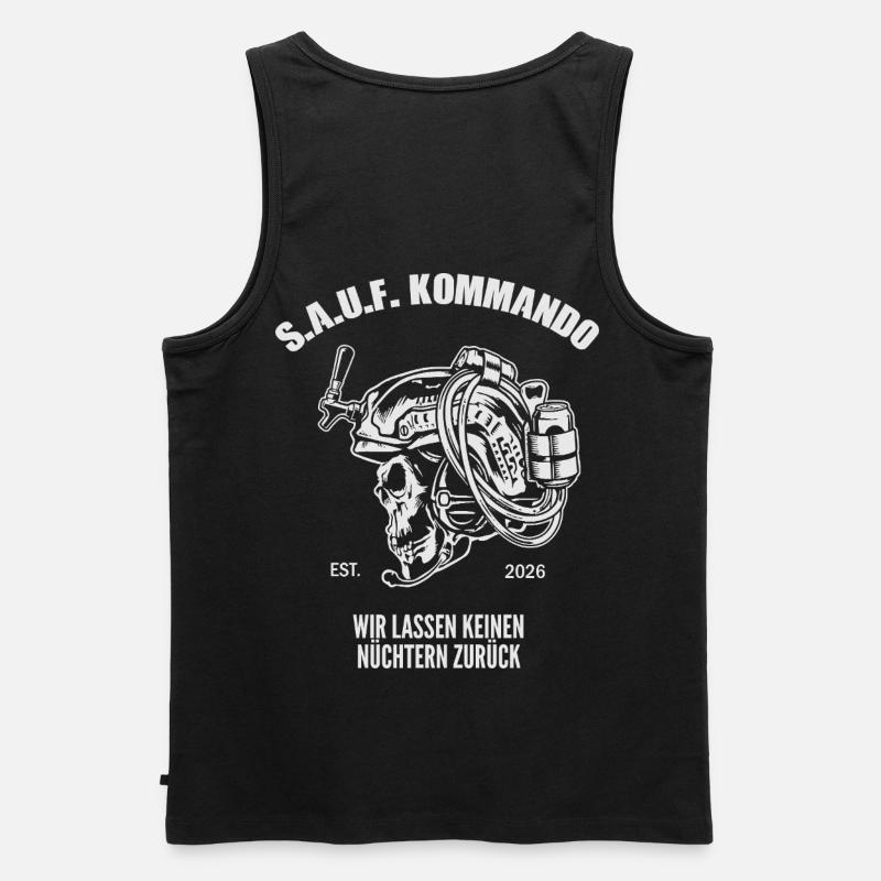 Sauf Kommando | Tactical Beer Skull - Männer Premium Bio Tank Top - Schwarz