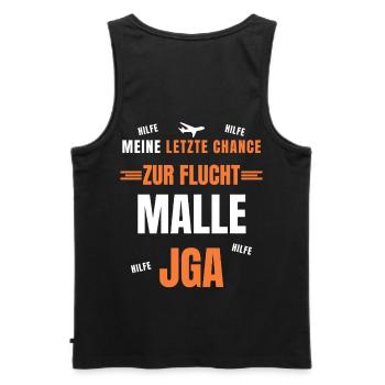 Bräutigam JGA Mallorca  Poltern Team Outfit - Männer Premium Bio Tank Top - Schwarz - Hinten - AI Model Male 178 light (178cm)