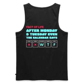 Calendar Says WTF - Men's Premium Organic Tank Top - black - Back - AI Model Male 178 light (178cm)