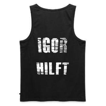 Igor helps - Men's Premium Organic Tank Top - black - Back - AI Model Male 178 light (178cm)