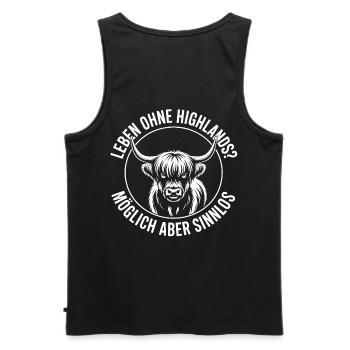 Highland Rinder - Männer Premium Bio Tank Top - Schwarz - Hinten - AI Model Male 178 light (178cm)