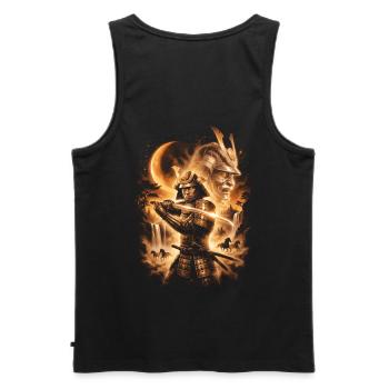Mondbeschienene Samurai-Glutnacht - Männer Premium Bio Tank Top - Schwarz - Hinten - AI Model Male 178 light (178cm)