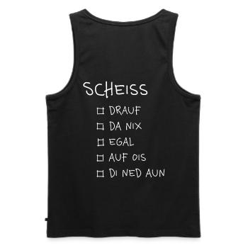 Scheiß... – Lustiges Dialekt Typografie Design - Männer Premium Bio Tank Top - Schwarz - Hinten - AI Model Male 178 light (178cm)