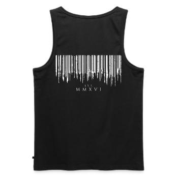 Barcode Tropfen White Est. MMXVI - Männer Premium Bio Tank Top - Schwarz - Hinten - AI Model Male 178 light (178cm)