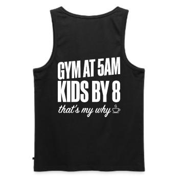 Motivation de la salle de sport Fit, Maman Papa 5h du matin Citation d’entraînement - Débardeur bio Premium Homme - noir - Dos - AI Model Male 178 light (178cm)