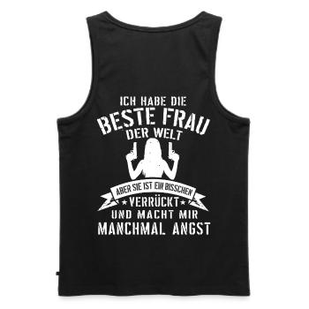 Super lustiges Geschenk für Ehemann mit verrückter - Männer Premium Bio Tank Top - Schwarz - Hinten - AI Model Male 178 light (178cm)