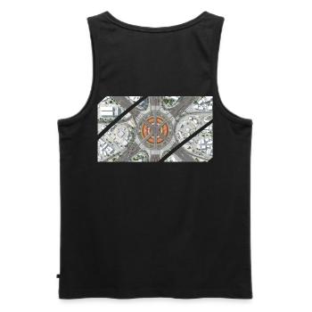 Mosaïque du rond-point urbain - Débardeur bio Premium Homme - noir - Dos - AI Model Male 178 light (178cm)