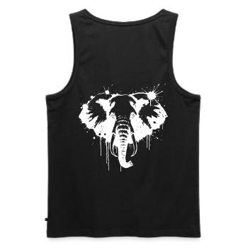 White Elephant Splash - Männer Premium Bio Tank Top - Schwarz - Hinten - AI Model Male 178 light (178cm)