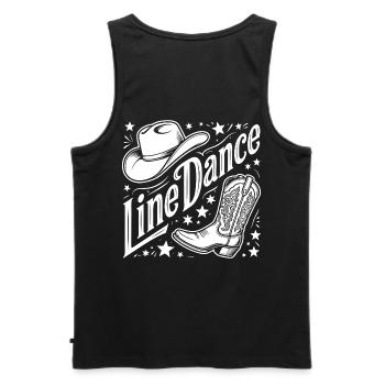 Line Dance Western Logo - Männer Premium Bio Tank Top - Schwarz - Hinten - AI Model Male 178 light (178cm)