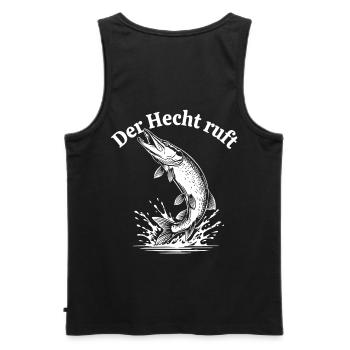 Der Hecht ruft – Spritzige Pike Illustration - Männer Premium Bio Tank Top - Schwarz - Hinten - AI Model Male 178 light (178cm)