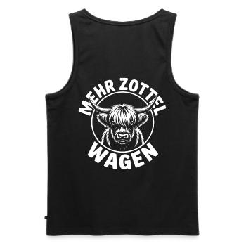 Mehr Zottel wagen - Highlands - Männer Premium Bio Tank Top - Schwarz - Hinten - AI Model Male 178 light (178cm)