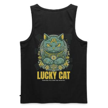Lucky Cat Glückskatze Maneki Neko Jade - Débardeur bio Premium Homme - noir - Dos - AI Model Male 178 light (178cm)