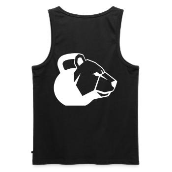 Bär Kettlebell Grafik Logo Dynamisch - Männer Premium Bio Tank Top - Schwarz - Hinten - AI Model Male 178 light (178cm)