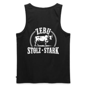 Zebu Stolz Stark Logo - Männer Premium Bio Tank Top - Schwarz - Hinten - AI Model Male 178 light (178cm)