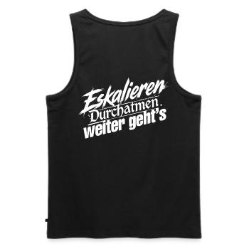 Ruhe Bewahren - Männer Premium Bio Tank Top - Schwarz - Hinten - AI Model Male 178 light (178cm)