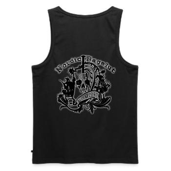 Nordic Bagalut Schwarz mit weißem Schein - Männer Premium Bio Tank Top - Schwarz - Hinten - AI Model Male 178 light (178cm)