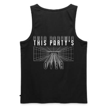 Cette fête est sur Streetwearhinten Imprimé - Débardeur bio Premium Homme - noir - Dos - AI Model Male 178 light (178cm)