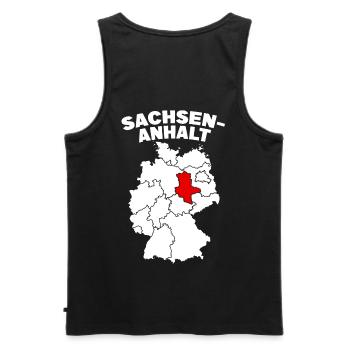 Bundesland Sachsen-Anhalt - Männer Premium Bio Tank Top - Schwarz - Hinten - AI Model Male 178 light (178cm)