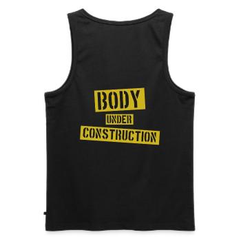 Body under Construction - Männer Premium Bio Tank Top - Schwarz - Hinten - AI Model Male 178 light (178cm)