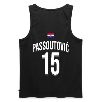 Techno Festival Funny Party Crew - Männer Premium Bio Tank Top - Schwarz - Hinten - AI Model Male 178 light (178cm)