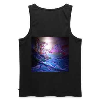 Frosch mit einer grünen Umgebung - Männer Premium Bio Tank Top - Schwarz - Hinten - AI Model Male 178 light (178cm)