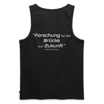 Zitat: "Forschung ist die Brücke zur Zukunft" - Männer Premium Bio Tank Top - Schwarz - Hinten - AI Model Male 178 light (178cm)