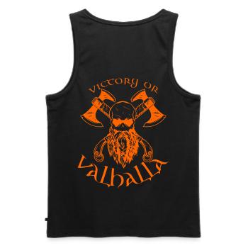 Victory or Valhalla - Männer Premium Bio Tank Top - Schwarz - Hinten - AI Model Male 178 light (178cm)