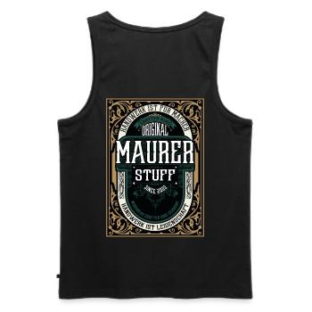 Original Maurer, Robustes Handwerker-Shirt - Männer Premium Bio Tank Top - Schwarz - Hinten - AI Model Male 178 light (178cm)