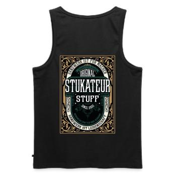 Original Stukateur, Robustes Handwerker-Shirt - Männer Premium Bio Tank Top - Schwarz - Hinten - AI Model Male 178 light (178cm)