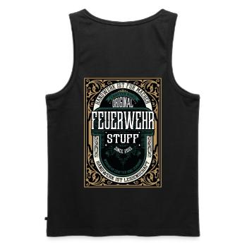 Original Feuerwehr, Robustes Handwerker-Shirt - Männer Premium Bio Tank Top - Schwarz - Hinten - AI Model Male 178 light (178cm)