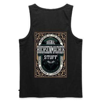 Original Büchsenmacher, Robustes Handwerker-Shirt - Männer Premium Bio Tank Top - Schwarz - Hinten - AI Model Male 178 light (178cm)