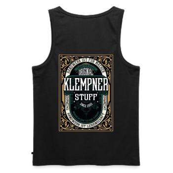 Original Klempner, Robustes Handwerker-Shirt - Männer Premium Bio Tank Top - Schwarz - Hinten - AI Model Male 178 light (178cm)