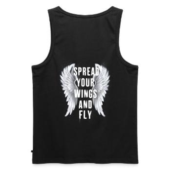 Breite deine Flügel aus und fliege Engelsflügel - Männer Premium Bio Tank Top - Schwarz - Hinten - AI Model Male 178 light (178cm)