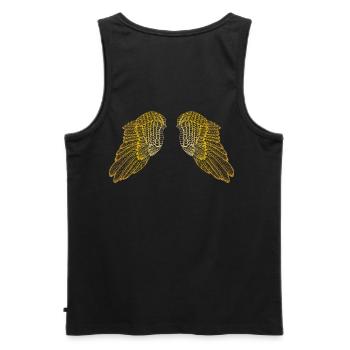 Hovering Golden Feather Angel Wings - Men's Premium Organic Tank Top - black - Back - AI Model Male 178 light (178cm)