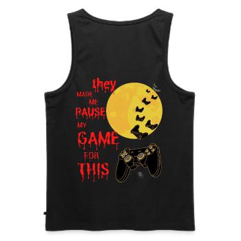 conception de joueurs d’Halloween. Maillot de nerd du jeu - Débardeur bio Premium Homme - noir - Dos - AI Model Male 178 light (178cm)