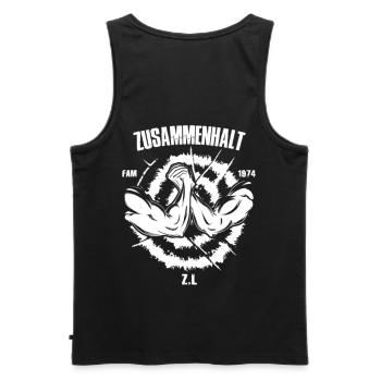 ZUSAMMENHALT 1974 FAM - Männer Premium Bio Tank Top - Schwarz - Hinten - AI Model Male 178 light (178cm)