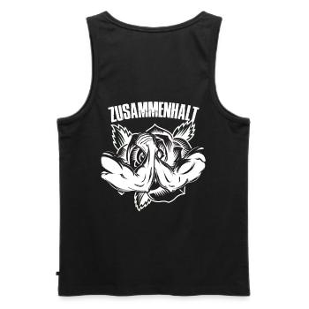 zusammenhalt mit rose in weiss - Männer Premium Bio Tank Top - Schwarz - Hinten - AI Model Male 178 light (178cm)