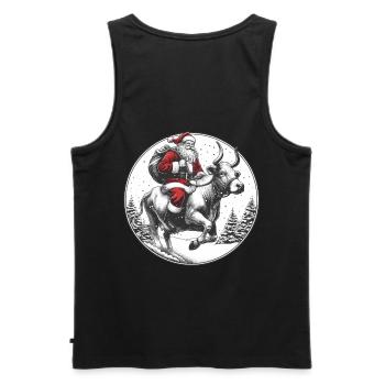 Santa on bull , Santa Claus on Taurus design christmas - Men's Premium Organic Tank Top - black - Back - AI Model Male 178 light (178cm)