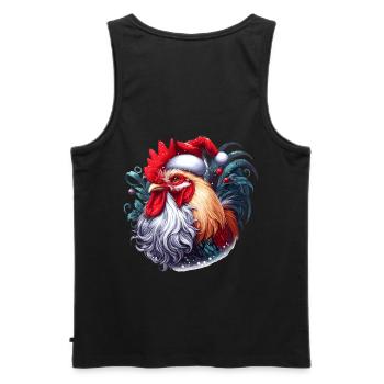 Christmas Rooster with Santa Hat Design for Farmers Christmas - Men's Premium Organic Tank Top - black - Back - AI Model Male 178 light (178cm)