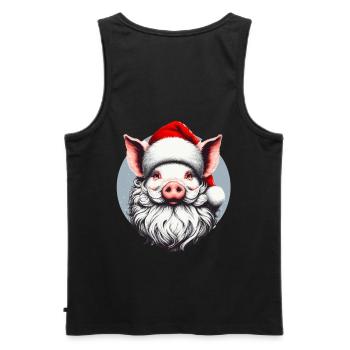Conception de pull de Noël : Cochon comme Père Noël - Noël - Débardeur bio Premium Homme - noir - Dos - AI Model Male 178 light (178cm)