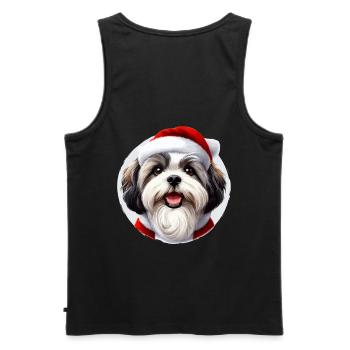 Shih Tzu dog in Christmas outfit - Christmas gift - Men's Premium Organic Tank Top - black - Back - AI Model Male 178 light (178cm)
