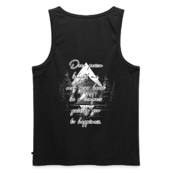 Spruch für die Person Hinter Dir Glück Berg Grafik - Männer Premium Bio Tank Top - Schwarz - Hinten - AI Model Male 178 light (178cm)