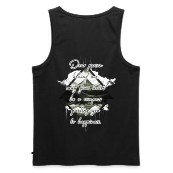 Spruch für die Person Hinter Dir Glück Berg Grafik - Männer Premium Bio Tank Top - Schwarz - Hinten - AI Model Male 178 light (178cm)
