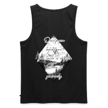 Saying for the person behind you Smile Share - Men's Premium Organic Tank Top - black - Back - AI Model Male 178 light (178cm)